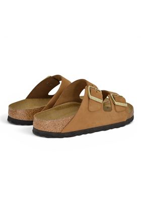 Ciabatta donna BIRKENSTOCK in camoscio colore cuoio. BIRKENSTOCK- | ARIZONA SFB MINK NUBUCK-CUOIO